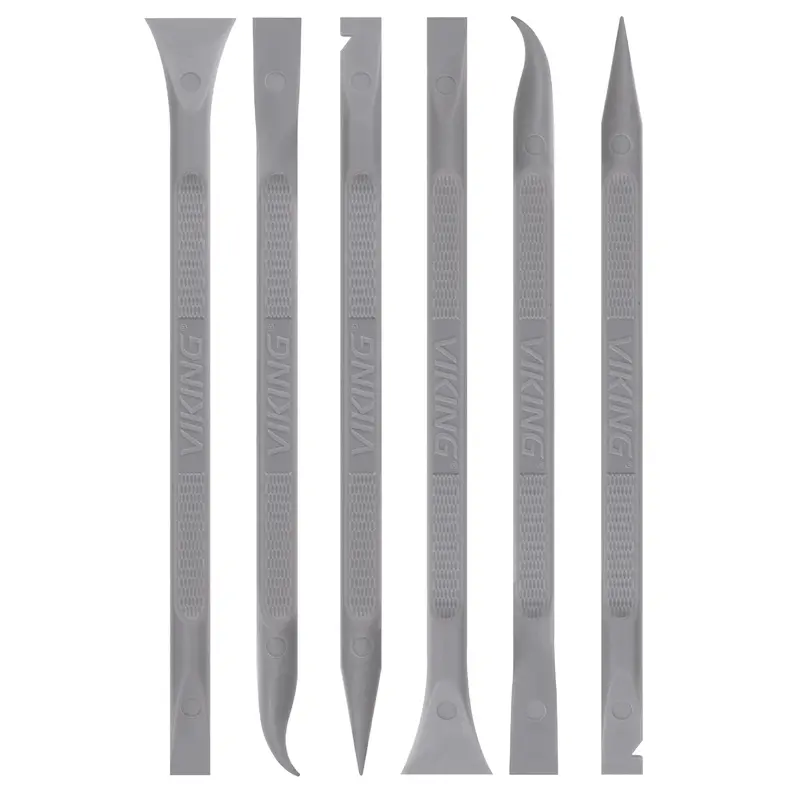 VIKING Car Detailing Pick Set for Car Detailing Kit, Safe Automotive Tool Set for Cleaning, Plastic Picks with 6 Cleaning Heads, Interior and Exterior Use, 6 Pack, Grey