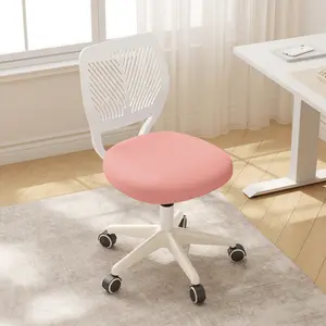 【Mother's Day】Armless Desk Chair, Height Adjustable Swivel Office Rolling Task Chairs with Soft Mesh Padded Cushion, Ergonomic Small Study Computer Chair for Girls Boys Teens