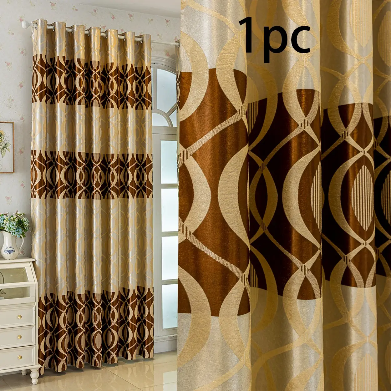 Vintage European Embroidered Blackout Window Curtain, Home Decoration Curtain, Leaf Pattern Design, UV Protection, Darken Room, Suitable for Living Room, Bedroom, Balcony