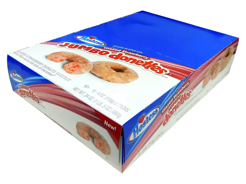 Hostess Donettes Glazed Strawberry Snack - Jumbo Pack with 6 Twin Packs