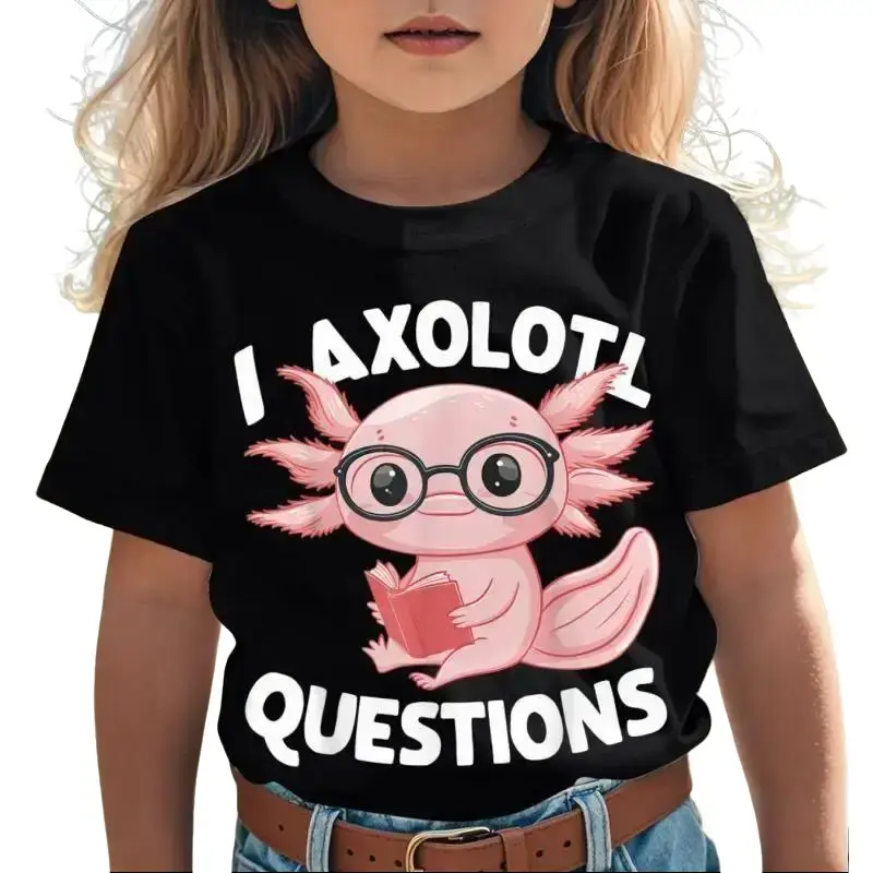 I Axolotl Questions Cute Axolotl Novelty Aesthetic Graphic print Kid T-Shirt Cute Kid T Shirts Street Style Tees girly Tops for girl Kid