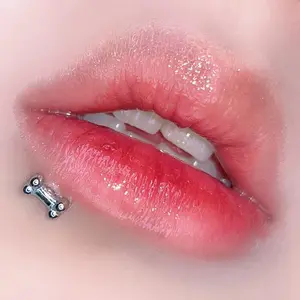 316L Titanium Steel Dog Bone Lip Studs Earbone Studs Three-dimensional Inner Teeth Cute Cute Babes Puncture Jewelry Stainless Steel Niche