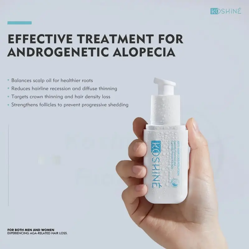 KOSHINÉ 0.5% KX-826 Anti-Hair Loss Solution is suitable for androgenic hair loss and can be used by both men and women（ Blue Bottle）
