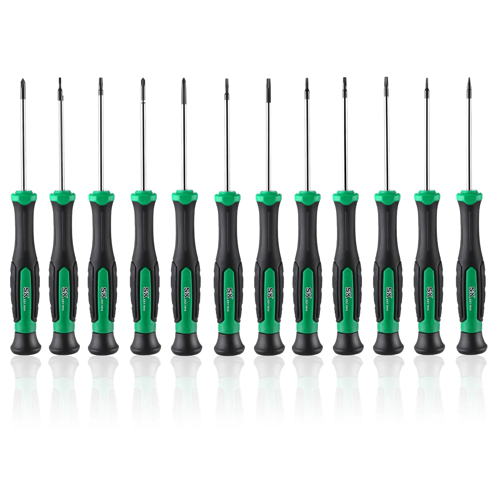 #summersale SK 12-Pack Mini Screwdriver Set, Includes Slotted/Phillip/Star Screwdrivers, Magnetic Tips, Premium Alloy Steel, SureGrip Handle, with Zipper Pouch