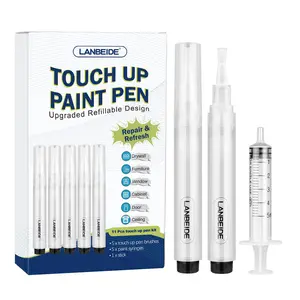Touch Up Paint Brush Pens, Fillable Paint Pen 5Pcs, Drywall Repair Kit for Wall Repair, Funiture, Cabinet, Wood Floor, Window, Paint Storage 6ML