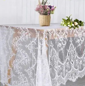 2 Pack White Lace Tablecloth 60 × 120 Inch Lace Table Cloth for Rustic Boho Wedding Bridal Shower Party Decoration Classy Rectangle Overlay Long Vintage Embroidered Reception Table Cloth