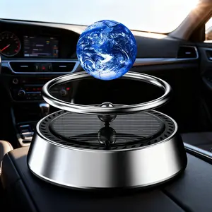 Car Air Freshener Solar Powered Rotating Refillable Scent Core, Car Dashboard Purifier Auto-Rotating Decorative Accessory, Car Aroma Diffuser