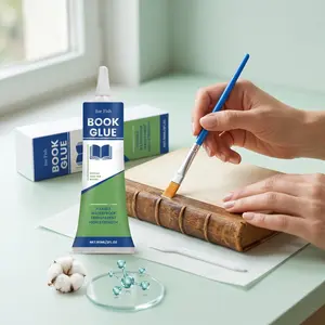 Jue Fish Book Repair Glue, Strong Adhesive for Damaged Books, Gentle on Paper, Transparent Fast-Drying, Portable, Secure Binding Agent
