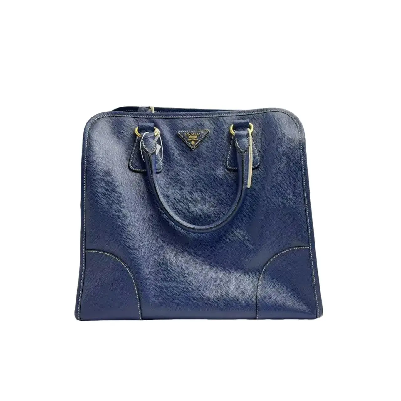Pre-owned PRADA H6 Saffiano Royal Blue cowhide tote bag H02765