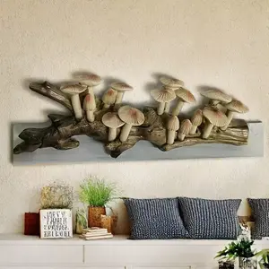 Cross-Border Mushroom Tree Stump Craft, Realistic Mushroom Landscape, Creative Wall Hanging Decor, Hanging Panel, Ornament Gift, DIY Decoration, Decorative Wall Decor