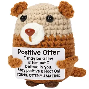 Crochet Otter Positive Emotional Support Gifts - Inspirational Motivational Handmade Stuffed Decor, Funny Pickle Potato Style Companion, Perfect Galentines Valentines Day Easter Birthday Presents for Women Men Teens Son Daughter Friends to Encourage