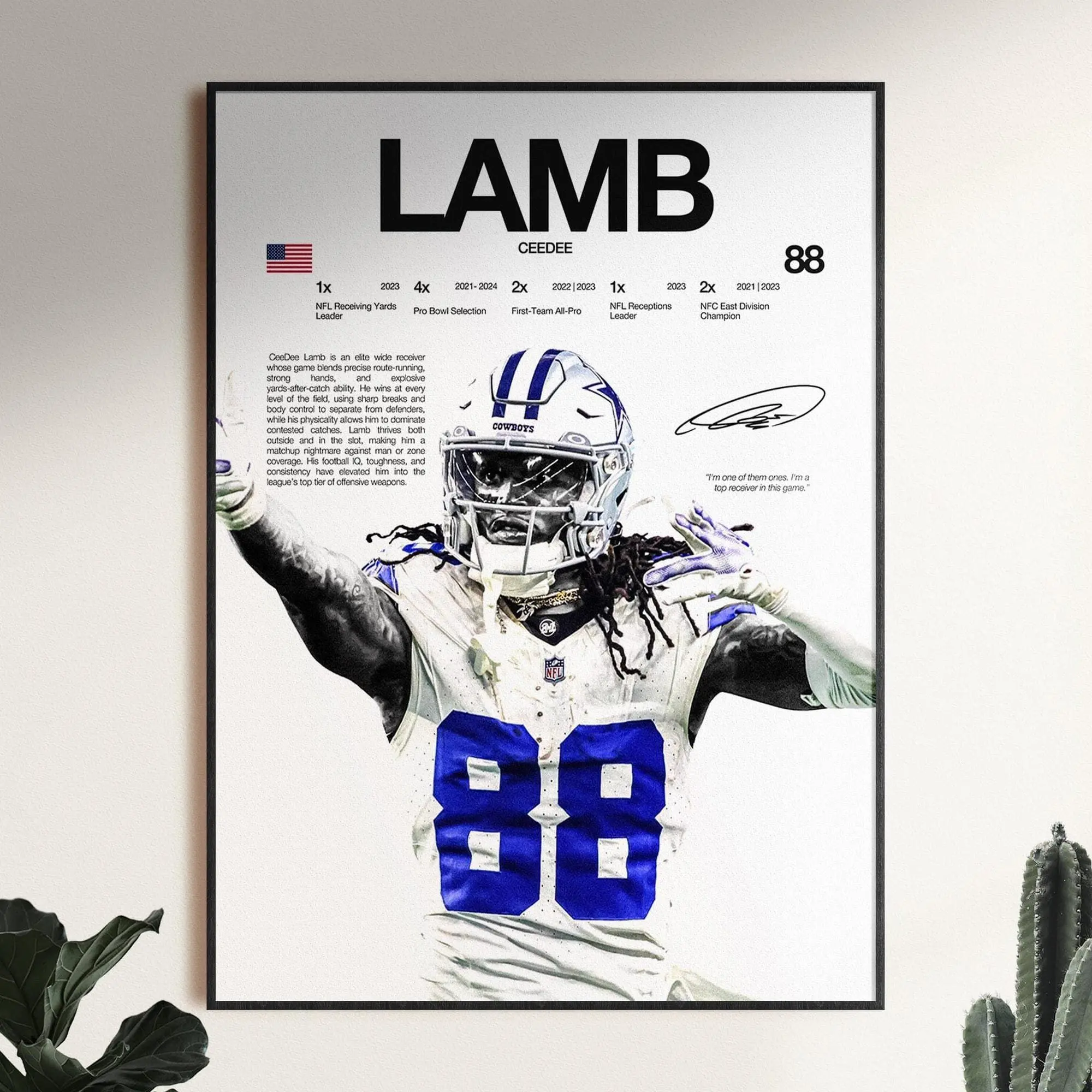 CeeDee Lamb Poster, Sports Decor, Dallas Cowboys Poster( Unframed - Print Only )