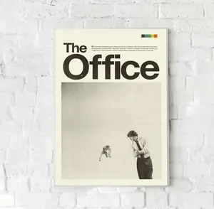 The Office Sitcom Minimalist Poster, Michael Scott, Dwight Schrute, Jim and Pam Retro-Modern Mid Century Vintage Poster Gift Wall Decor