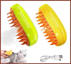 Rechargeable Shedding Hair Spray Hot Steam Easy Pet Grooming Brush for Cat, Dog
