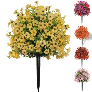 Artificial Fake Flowers Plants for Outdoors Decor, Flowers Outside Faux Daisy Eucalyptus Plants UV Resisitant for Planter Pot Front Porch Garden Patio Decoration