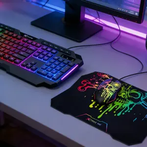 RGB Lighting Gaming 4pcs Set Durable Membrane Keyboard, 6D Precision Mouse, Lightweight Headphone, Wear-Resistant Mouse Pad, All-in-One Kit for Gaming Office Study Live Streaming with High Cost Performance