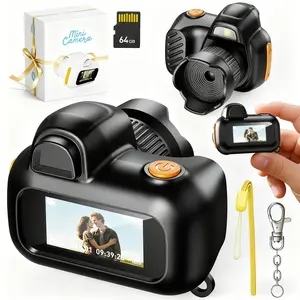 Autofocus Video Camcorder (Black-Without Card) - 1080P HD Hybrid Digital Camera with 64GB SD Card Slot, 0.96" LCD Screen, 4X Zoom, Selfie Mode, 4 Retro Filters, Auto Night Flash, Portable Keychain Design with Metal Carabiner for Travel Beginners