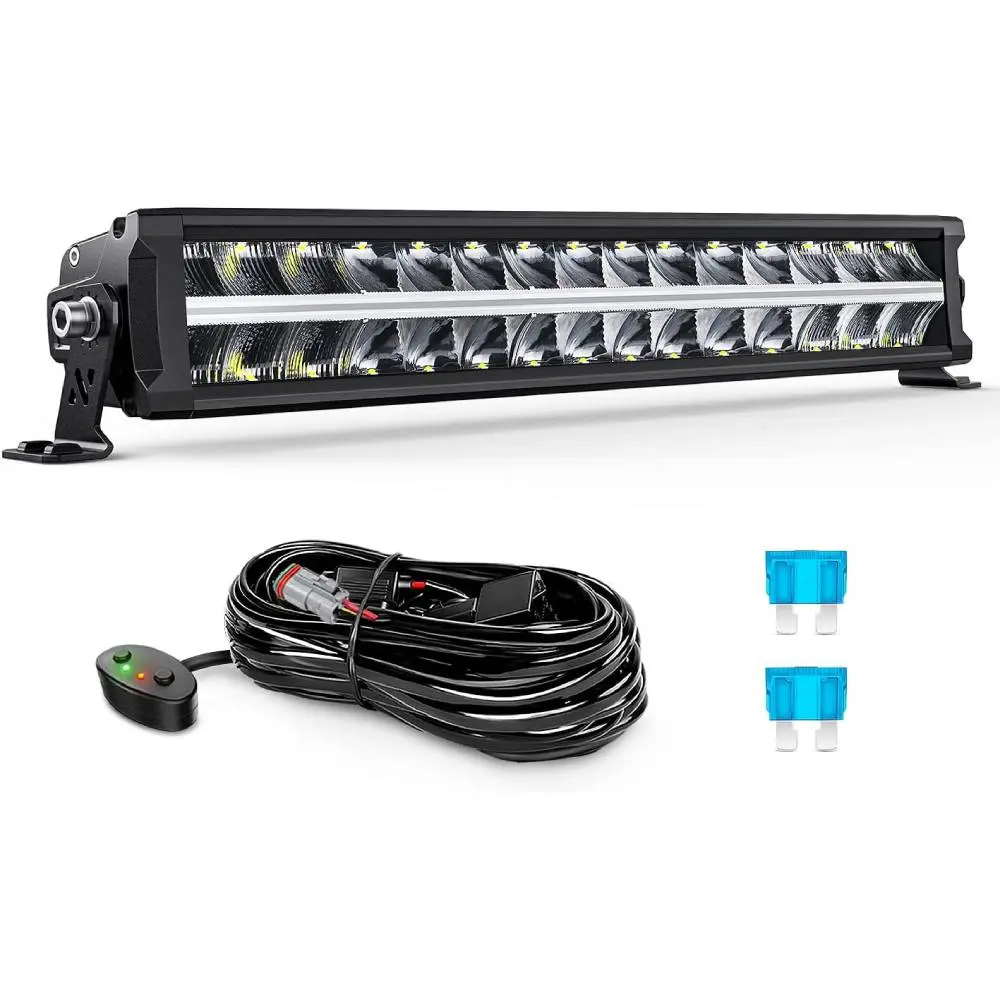Nilight 16-Inch Ultra-Bright LED Light Bar, 120W 12400LM Aluminum Housing Spot-Flood Combo, Anti-Glare, IP68, 16AWG DT Connector Wiring Harness, LED Car Lights for Pickup Trucks, SUVs, Light Bars