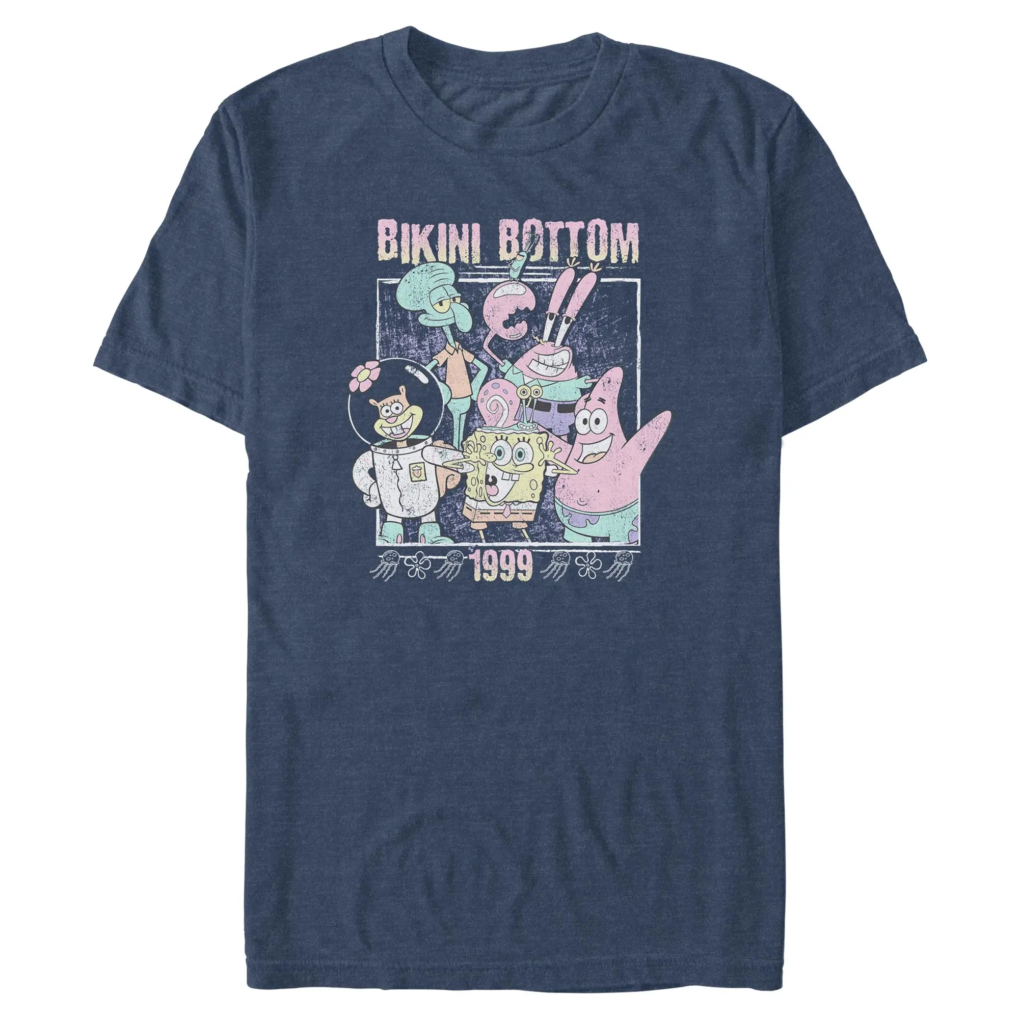 Mens SpongeBob SquarePants Vintage Bikini Group Shot T Shirt