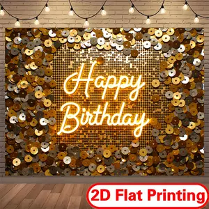 2D Flat Printed Polyester Luminous Number Banner Backdrop, Festive Party Decoration for Bridal Showers & Birthdays, Home & Party Supplies, Luminous Number Backdrop