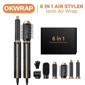 Hot Air Styler 6 In 1, Ionic Anti-Frizz Blow Brush Hair Dryer, Airflow Curling Iron Diffuser Curly Hair Straightener Hair Styling Tools