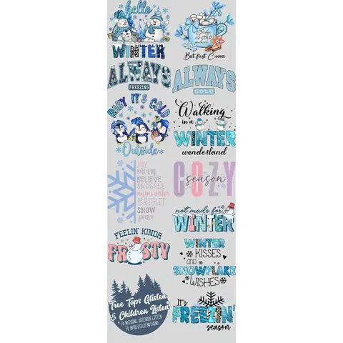 Winter Gang DTF Transfers Gang Sheet 22” wide x 60” long DTF Gang Sheet