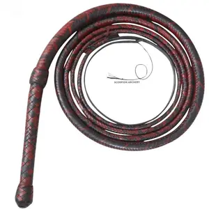 3 Foot 4 Foot 6 feet 8 feet Real Cow Hide Leather 8 Plaits Equestrian Bull Whip Black & Red Color Rope Core Belly Inside Birthday Gift for him
