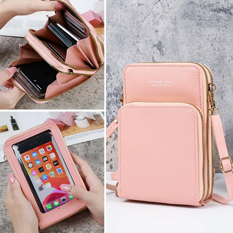 Women’s PU Leather Crossbody Phone Bag, Touch Screen Purse with Multiple Compartments, Lightweight Small Shoulder Bag for Daily Use & Travel   casual style, Crossbody Strap, Minimalist Chic, Compact, Daily Casual, Small Satchel, Touchscreen Safe, Zip Clos