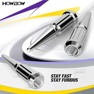 24Pcs M14x1.5 Chrome Spiked Lug Nuts with Spline Key |   Solid Acorn Truck Wheel Nuts for F150 Chevy Silverado 1500 GMC Sierra Yukon Tahoe |   14x1.5 Wheel Accessories