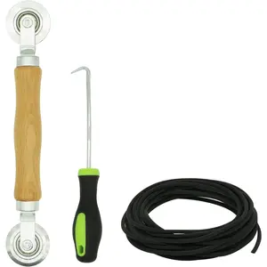 Screen Repair Kit - Screen Roller Tool with Bearing, Screen Retainer Spline 32ft & Spline Removal Hook for Window Patio Sliding Door Installation