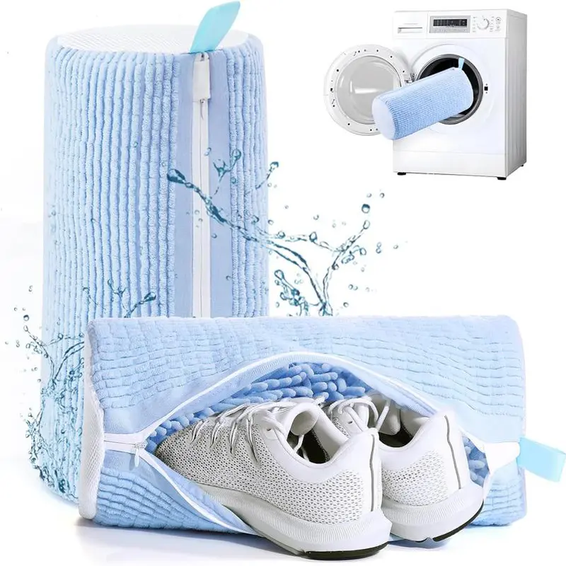 Shoe Washing Machine Bag with 360° Deep Cleaning Chenille Fibers for Sneakers & Tennis Shoes Yellow YKK Zipper Design mesh laundry durable home room small ltems product removable wash