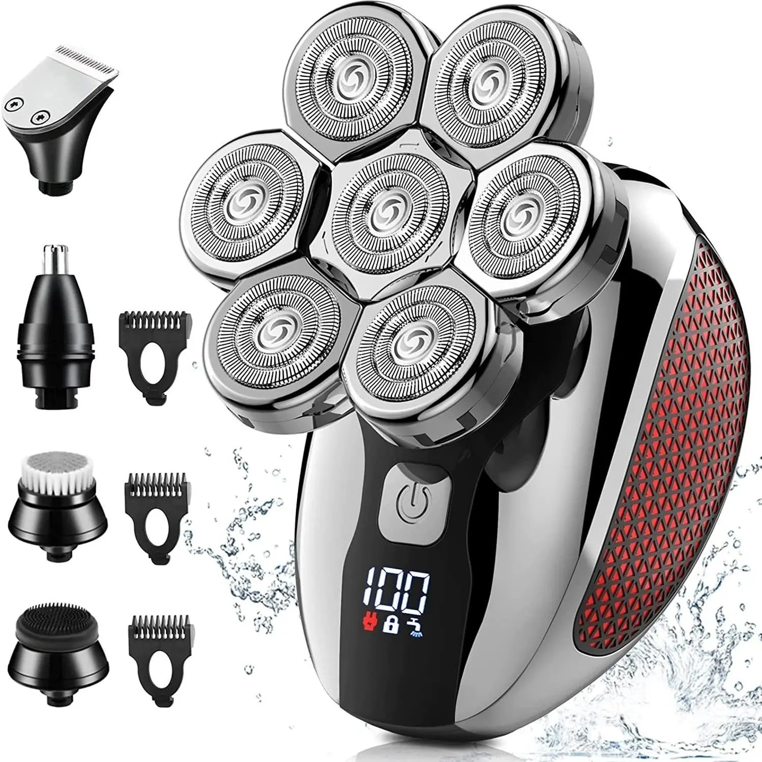 Men's Razor 5-in-one Multi-functional Electric Hair Barber Trimmer Beard Electric Shaver Hairdressing and Shaving Machine Cordless Rechargeable Shaver Portable Travel Shaver Multifunctional Hair Shaver