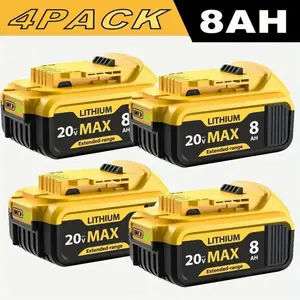 4/3/2/1Pack DCB200 8.0Ah Batteries Replacement for Dewalt 20V Max Battery Compatible with Dewalt Battery DCB200 DCB205 DCB206