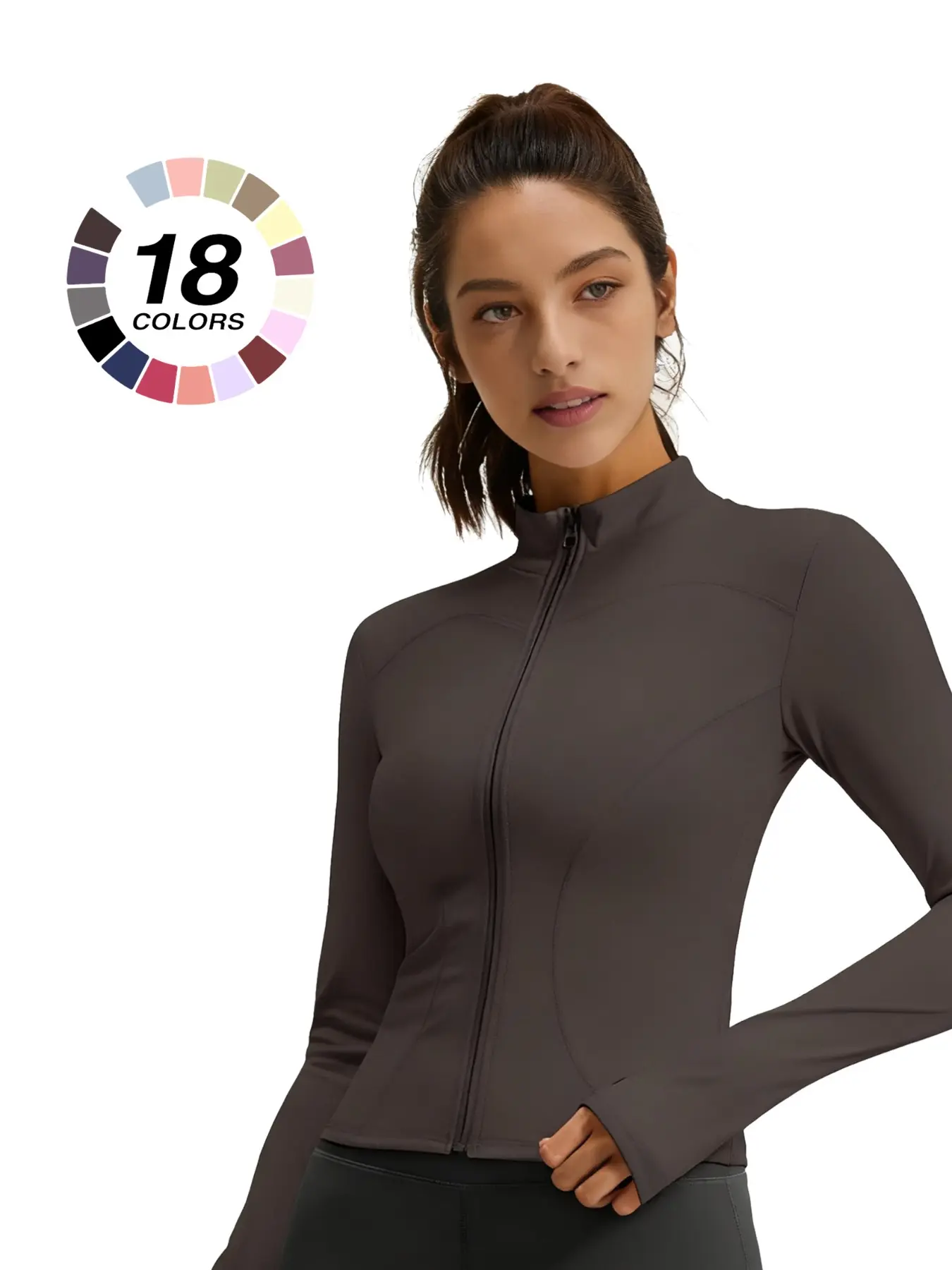 Zipper Sport Jacket Slim Fit, Long Sleeves & Thumb Holes, Gym & Casual Wear, Lightweight Yoga Tennis Workout Coat, Fitness Clothing, Pickleball Apparel