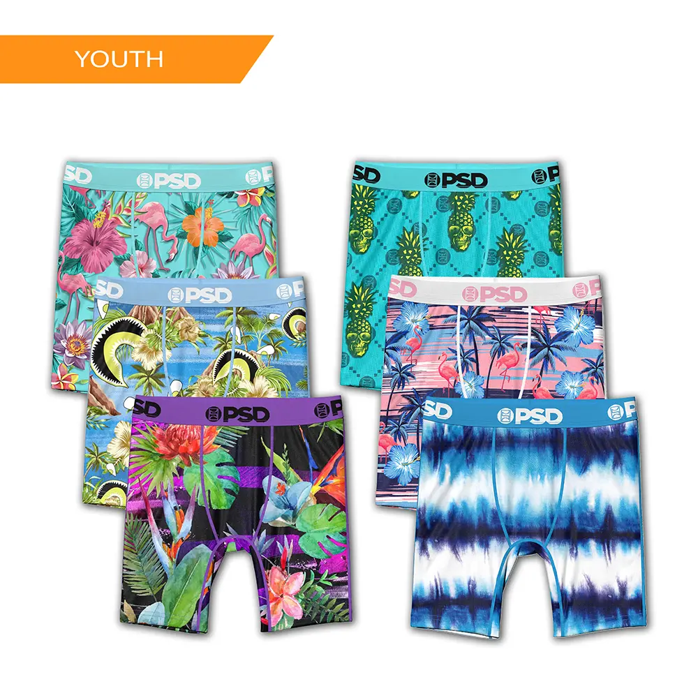 PSD Youth Boys Tropical Boxer Brief 6 Pack Bundle - Soft, Breathable and Stretch Comfortable Underwear PSD Youth Boys Tropical Boxer Brief 6 Pack Bundle - Soft, Breathable and Stretch Comfortable Underwear
