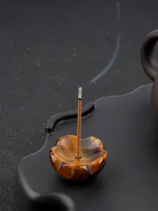 Natural Crystal Agate Flower Carved Incense Holder, Crystal Aromatherapy Stone, Desktop Home Decor, Calming Fragrance Base