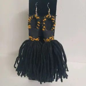 Boho Chic Tassel Earrings - Black and Yellow Fringe Design for Stylish Accessories