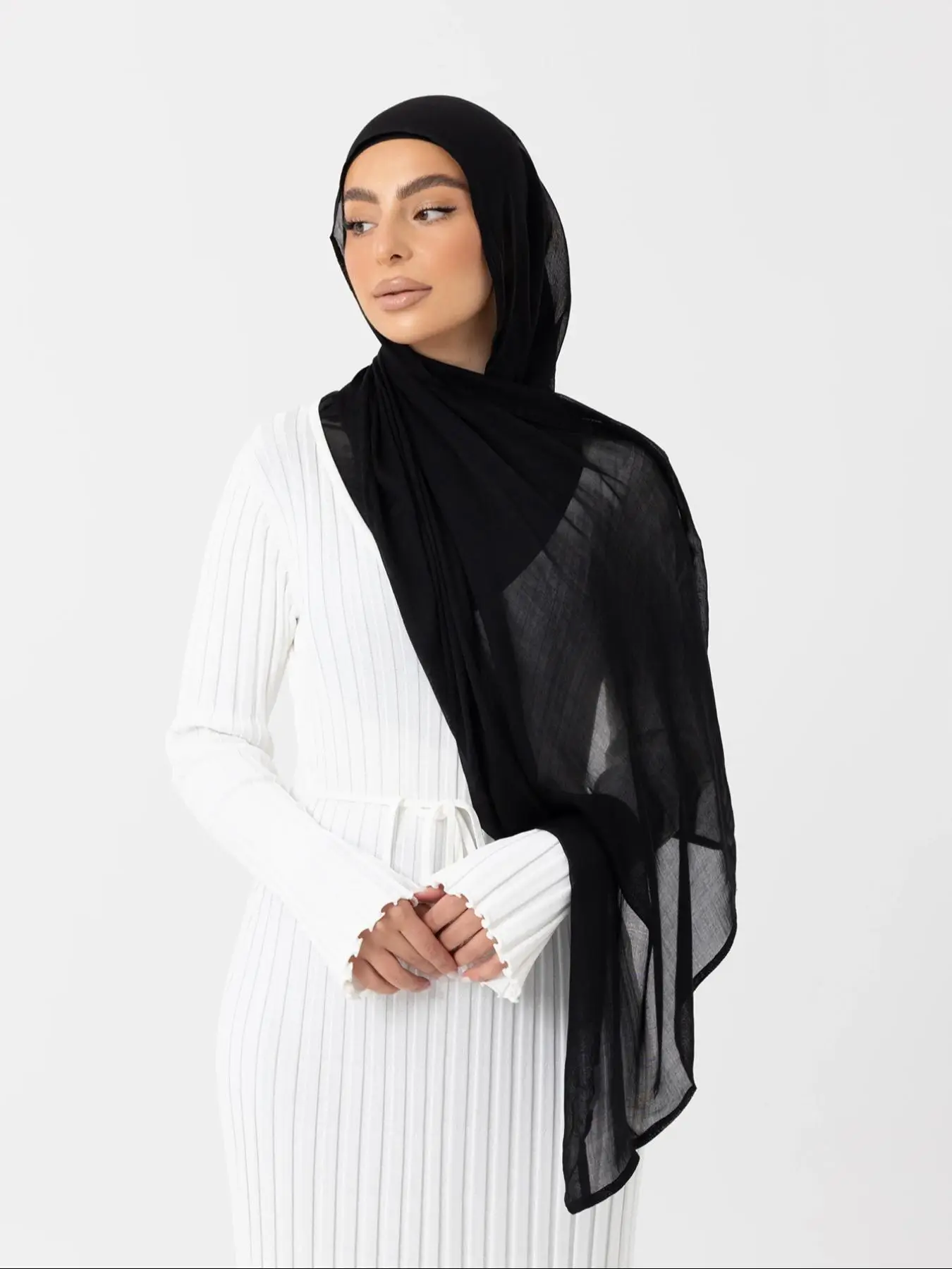 Women's Solid Color Khimar, Modest Fashion Breathable Long Khimar, Chic Muslim Sunscreen Cloth Headscarf for Daily Wear, Hijabs for Women