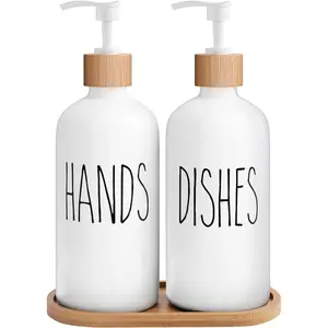 White Soap Dispenser Set, Contains Hand and Dish Soap Dispenser, Suitable for Kitchen Decor. (White)