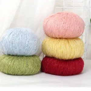 Lace Mohair Yarn with Sequins, Crochet Knitting Yarn with Lurex, Fashion Sweater Shawl Needlework Yarns, 450m/PC 50g