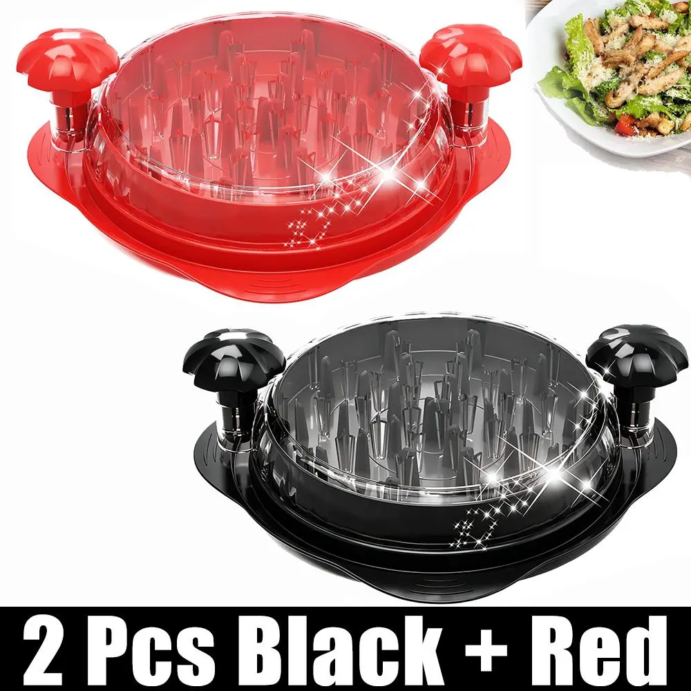 2Pcs Hand-Cranked Rotating Meat Shredder Kitchen Utensils, Visible Cover for Chicken & Pork Shredding, Non-Slip Ergonomic Handles, Stable Anti-Slip Base, BPA-Free, Dishwasher-Safe Easy-Clean Tool