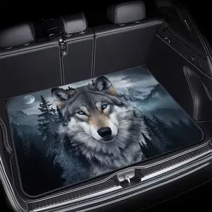 1pc Wolf Print Car Trunk Mat | Universal Fit, Polyester, Enhances Interior Atmosphere, Keeps Trunk Clean and Dry, Ideal for Daily Commutes and Family Use, Car Interior Accessory