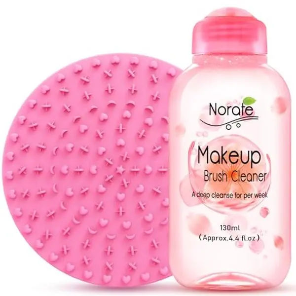 Norate Makeup Brush Cleaner, Make Up Brush Cleaner Solution + Makeup Brush Cleansing Pad, Brush Cleaner Mat for Brushes, Deep Clean Shampoo 4.4 Fl.Oz, Gentle Formula Cruelty Free, 2 Piece Set