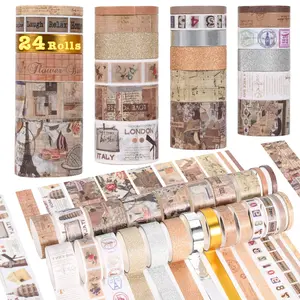 24 Rolls  Washi Tape Set, Floral Decorative Tape for Scrapbooking Supplies,Junk Journal,DIY Art Crafts,Planners and  Wrapping(Retro Medieval Series)