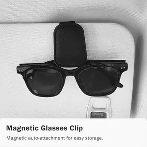 Car Sun Visor Sunglasses Holder Clip, Universal Car Glasses Sunglasses Holder, Durable PU Leather Glasses Clip, Practical Car Organizers, Interior Auto Decoration Accessories