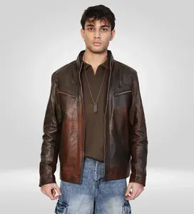Two-Tone Distressed Racer Jacket