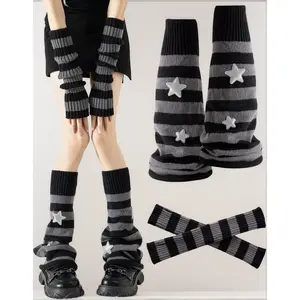 Y2k Arm and Leg Warmers for Girls Women Knit Leg Warmer Kawaii Lolita Goth Harajuku Streetwear Grunge Accessories