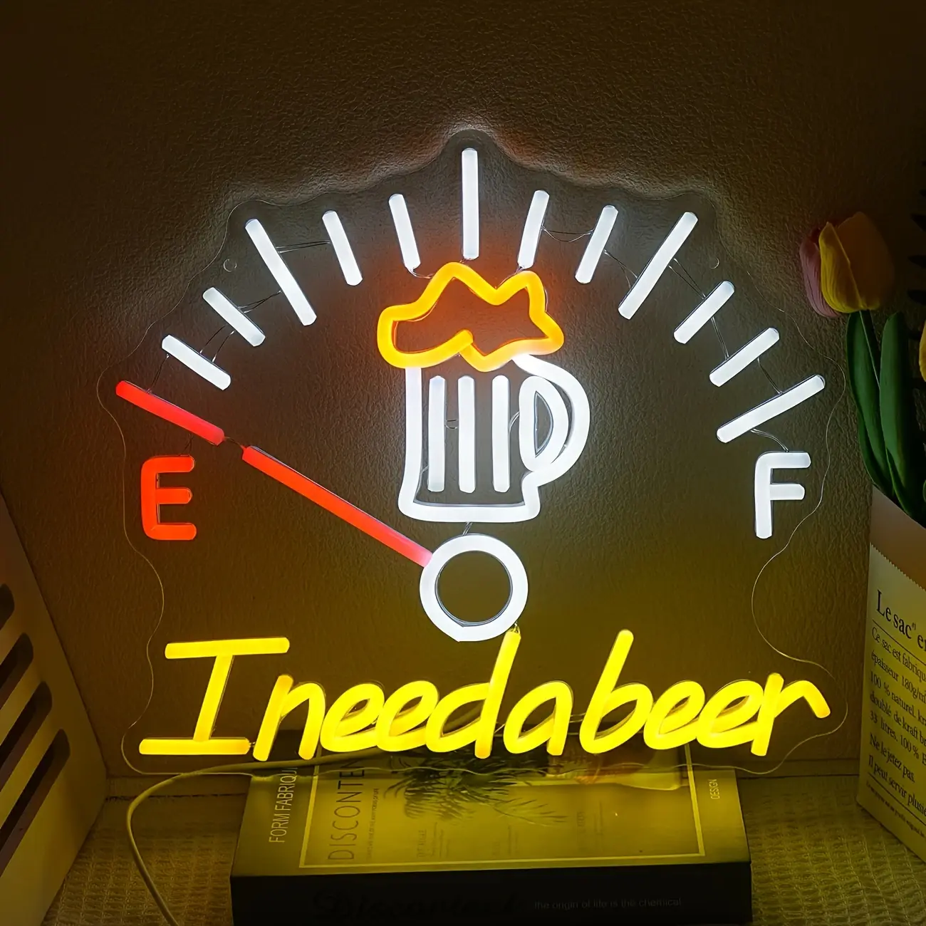 I Need A Beer Neon Light , Wall Hanging, Neon Sign, Dimmable Glow Bar Art Neon Light, USB Powered, Suitable for Kitchen, Restaurant, Club, Man Cave, Beer Party