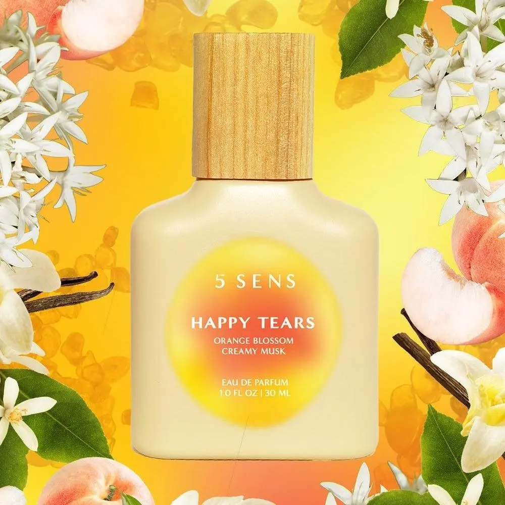 5 SENS Happy Tears Eau de Parfum (30mL & 10mL) | Vanilla Perfume for Women | Jasmine & Orange Blossom | Long-Lasting Clean Vegan Fragrance Floral Honeysuckle Floral Gourmand