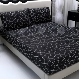 3pcs Bed Skirt Set, High-Quality Flannel, Soft and Comfortable, Geometric and Floral, Home and Hotel Use, Bedroom Essentials, No Padding